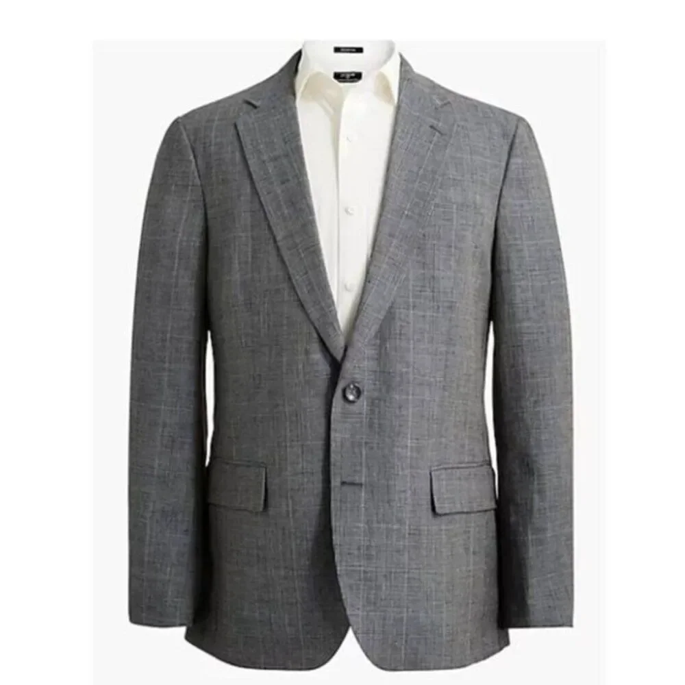 J‎ Crew Men's Thompson Plaid Blazer 100% Linen Slim Fit  $298 Size 36R Formal